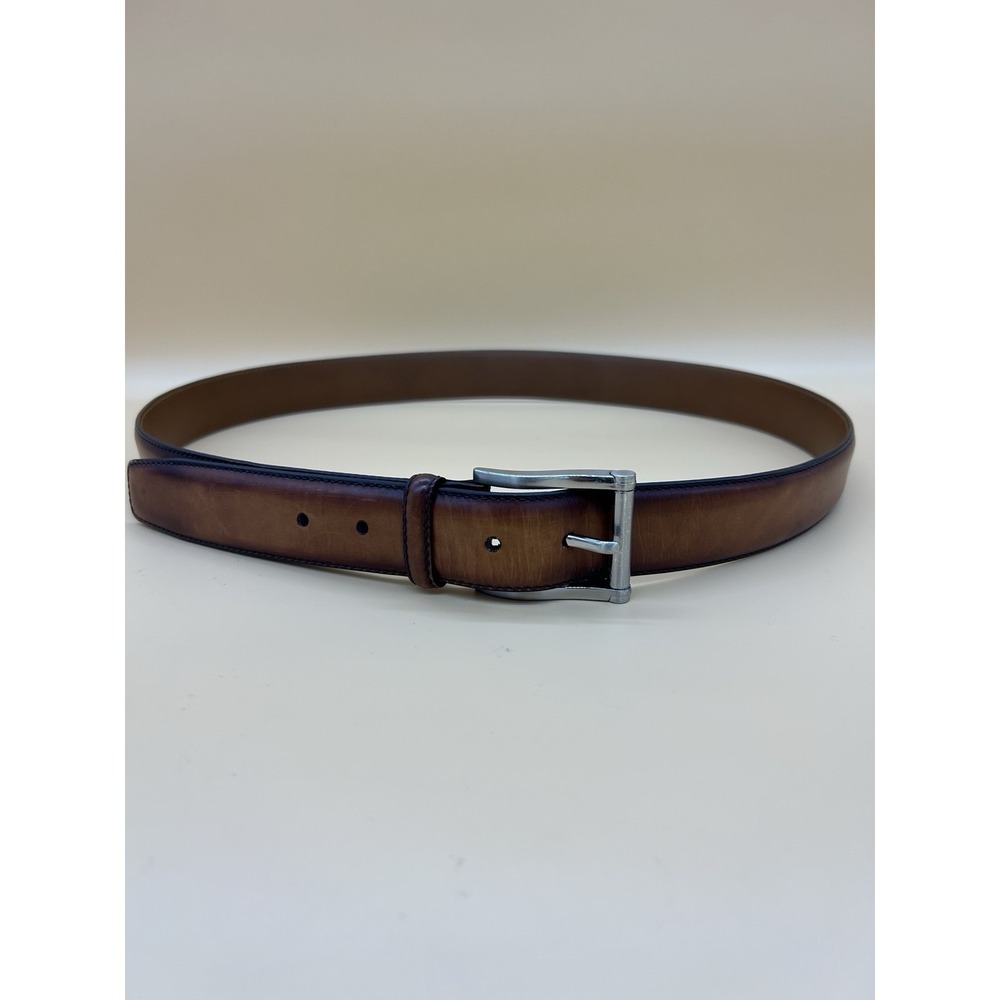 Magnanni Cognac Brown Leather Dress Belt Men's Size 42 Made In Spain Model 1121